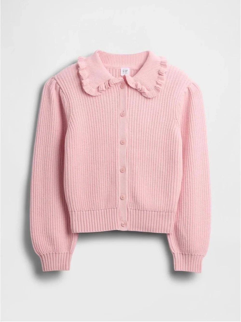 Gap Baby Pink Ruffled Peter Pan Collar Cardigan Large